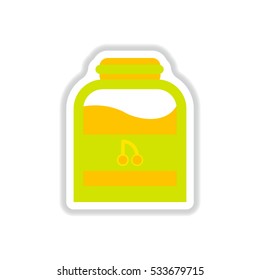 Label icon on design sticker collection candy in jar
