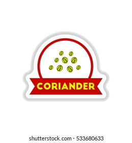 Label icon on design sticker collection kitchenware seasoning coriander with ribbon