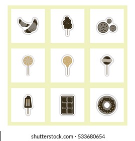 label icon on design sticker collection candy and sweets set
