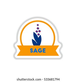 Label icon on design sticker collection kitchenware seasoning sage with ribbon