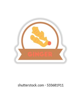 Label icon on design sticker collection kitchenware seasoning ginger with ribbon