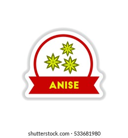 Label icon on design sticker collection kitchenware seasoning anise with ribbon
