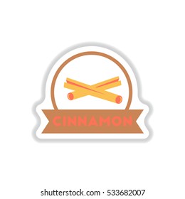 Label icon on design sticker collection kitchenware seasoning cinnamon with ribbon