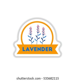 Label icon on design sticker collection kitchenware seasoning lavender with ribbon