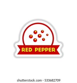 Label icon on design sticker collection kitchenware seasoning red papper with ribbon
