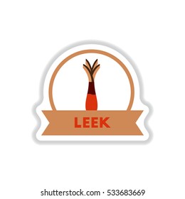 Label icon on design sticker collection leek with ribbon