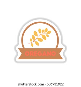 Label icon on design sticker collection kitchenware seasoning oregano with ribbon
