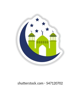 Label icon on design sticker collection Arab mosque