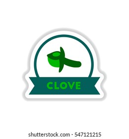 Label icon on design sticker collection kitchenware seasoning clove with ribbon