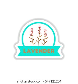 Label icon on design sticker collection kitchenware seasoning lavender with ribbon