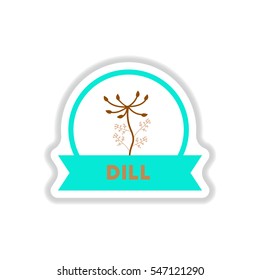 Label icon on design sticker collection kitchenware seasoning dill with ribbon