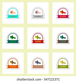 Label icon on design sticker collection kitchenware seasoning spice with ribbons