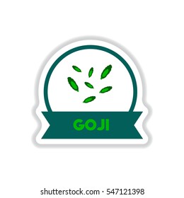 Label icon on design sticker collection kitchenware seasoning goji with ribbon