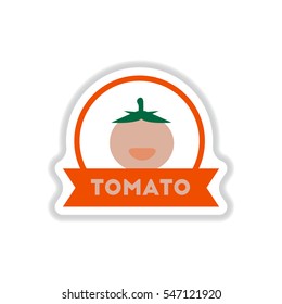 Label icon on design sticker collection tomato with ribbon