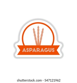 Label icon on design sticker collection asparagus with ribbon