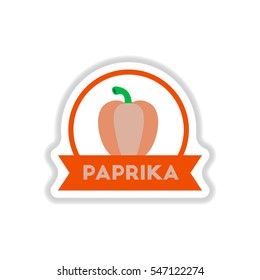 Label icon on design sticker collection paprika with ribbon