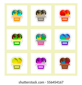 Label icon on design sticker collection ice cream set