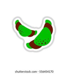 Label icon on design sticker collection two croissant