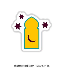 Label icon on design sticker collection Arab mosque