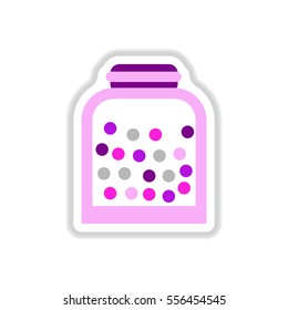 Label icon on design sticker collection candy in jar