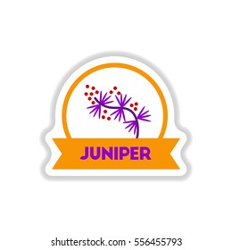 Label icon on design sticker collection kitchenware seasoning juniper with ribbon