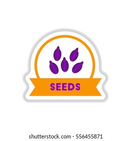 Label icon on design sticker collection kitchenware seasoning seeds with ribbon