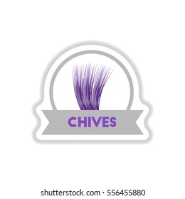 Label icon on design sticker collection kitchenware seasoning chives with ribbon