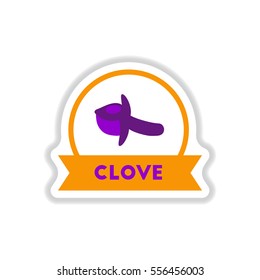 Label icon on design sticker collection kitchenware seasoning clove with ribbon