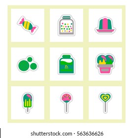 label icon on design sticker collection candy and sweets set