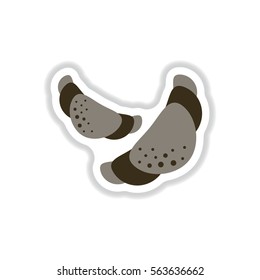 Label icon on design sticker collection two croissant