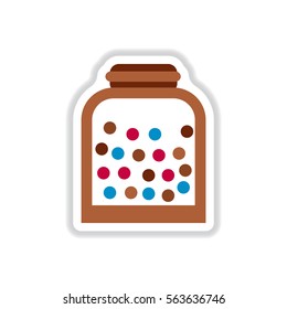 Label icon on design sticker collection candy in jar