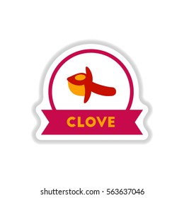 Label icon on design sticker collection kitchenware seasoning clove with ribbon