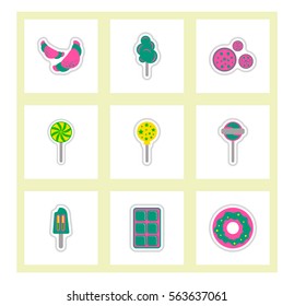 label icon on design sticker collection candy and sweets set