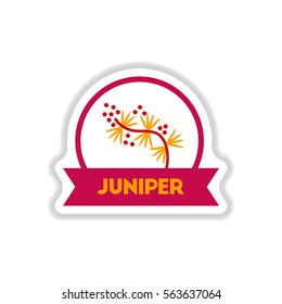 Label icon on design sticker collection kitchenware seasoning juniper with ribbon