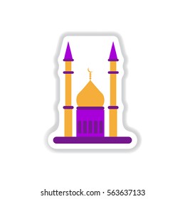 Label icon on design sticker collection Arab mosque