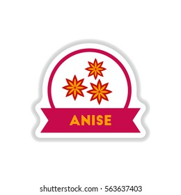 Label icon on design sticker collection kitchenware seasoning anise with ribbon
