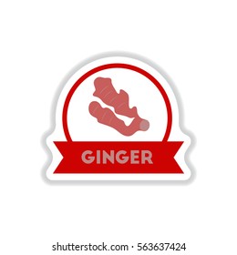 Label icon on design sticker collection kitchenware seasoning ginger with ribbon