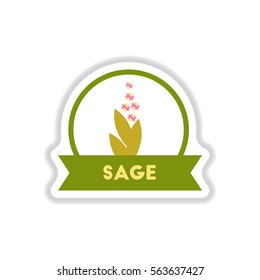 Label icon on design sticker collection kitchenware seasoning sage with ribbon