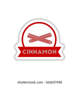 Label icon on design sticker collection kitchenware seasoning cinnamon with ribbon