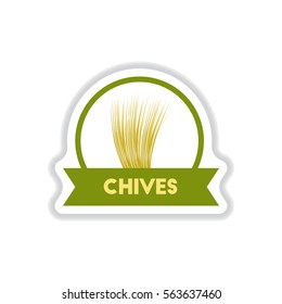 Label icon on design sticker collection kitchenware seasoning chives with ribbon