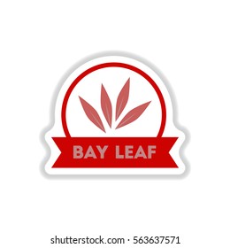 Label icon on design sticker collection kitchenware seasoning bay leaf with ribbon