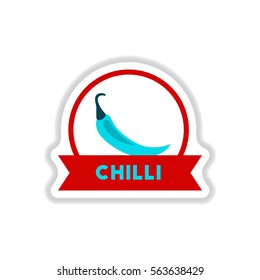 Label icon on design sticker collection chilli with ribbon