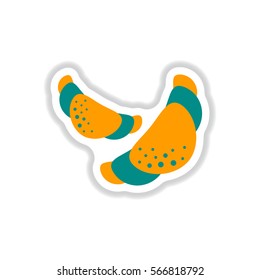 Label icon on design sticker collection two croissant