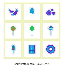 label icon on design sticker collection candy and sweets set