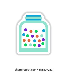 Label icon on design sticker collection candy in jar