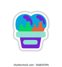Label icon on design sticker collection ice cream