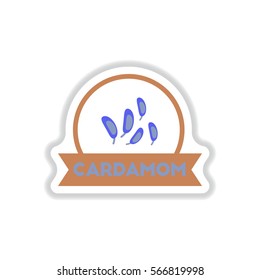 Label icon on design sticker collection kitchenware seasoning cardamom with ribbon
