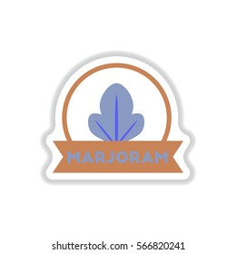 Label icon on design sticker collection kitchenware seasoning marjoram with ribbon