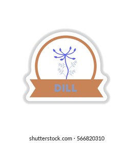Label icon on design sticker collection kitchenware seasoning dill with ribbon