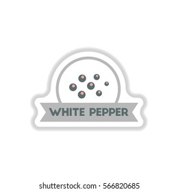 Label icon on design sticker collection kitchenware seasoning white papper with ribbon